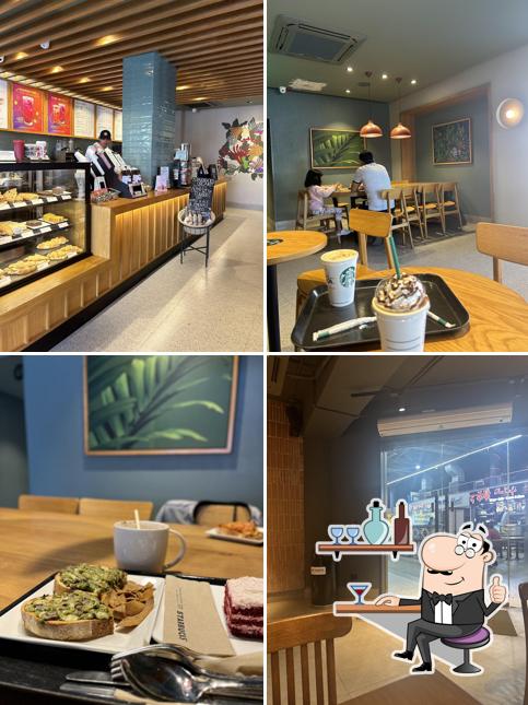 The interior of Starbucks