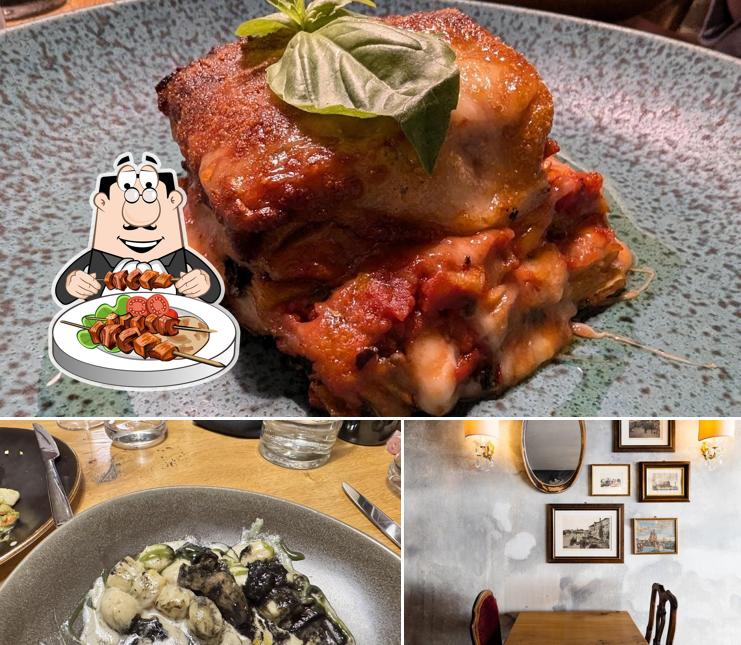 Questa è la immagine che mostra la cibo e interni di Hostaria Castello