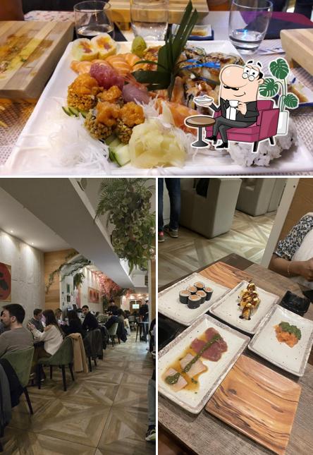 La immagine della interni e cibo di Hachi Ristorante Giapponese