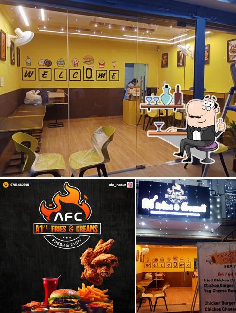 The restaurant's interior and food