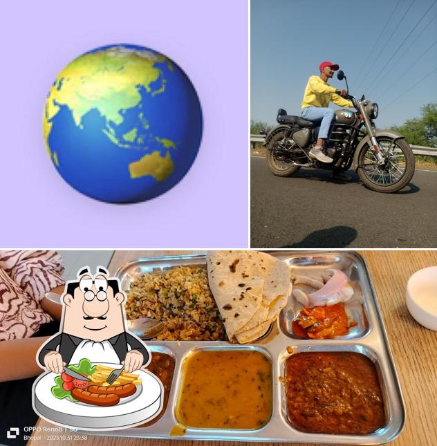 Take a look at the picture displaying food and exterior at Aai ka Bhojnalay