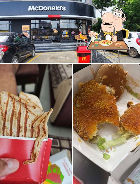 Among different things one can find food and exterior at McDonald's