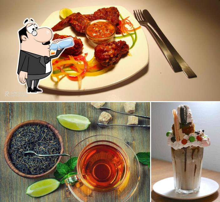 The picture of drink and food at Blah Bistro