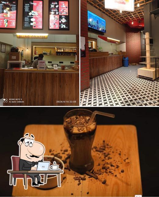 The restaurant's interior and food
