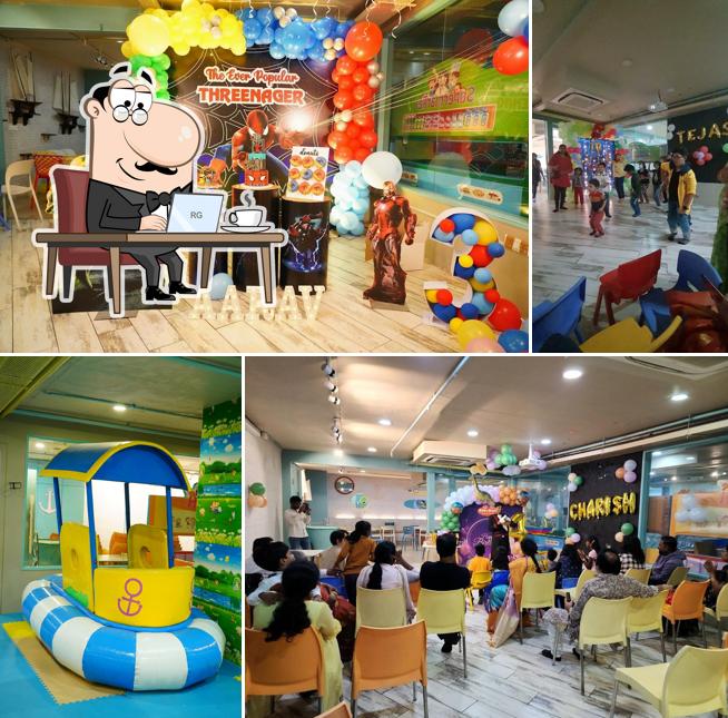 Take a seat at one of the tables at Sim and Sams Party and Playtown - Miyapur