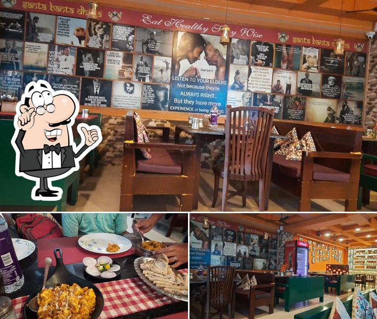 Take a seat at one of the tables at Santa Banta Dhaba