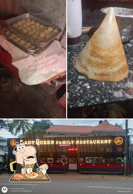 This is the picture showing food and exterior at Lady Queen Family Restaurant