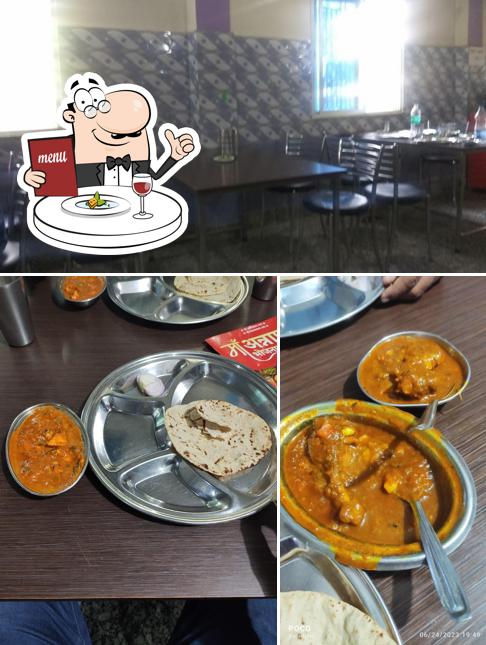 Check out the image showing food and interior at Annapurna Hotel