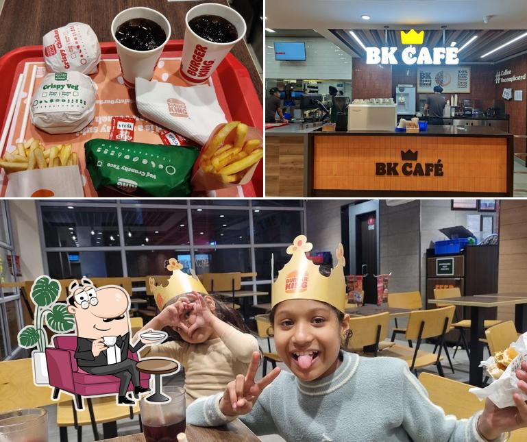 Among various things one can find interior and food at Burger King