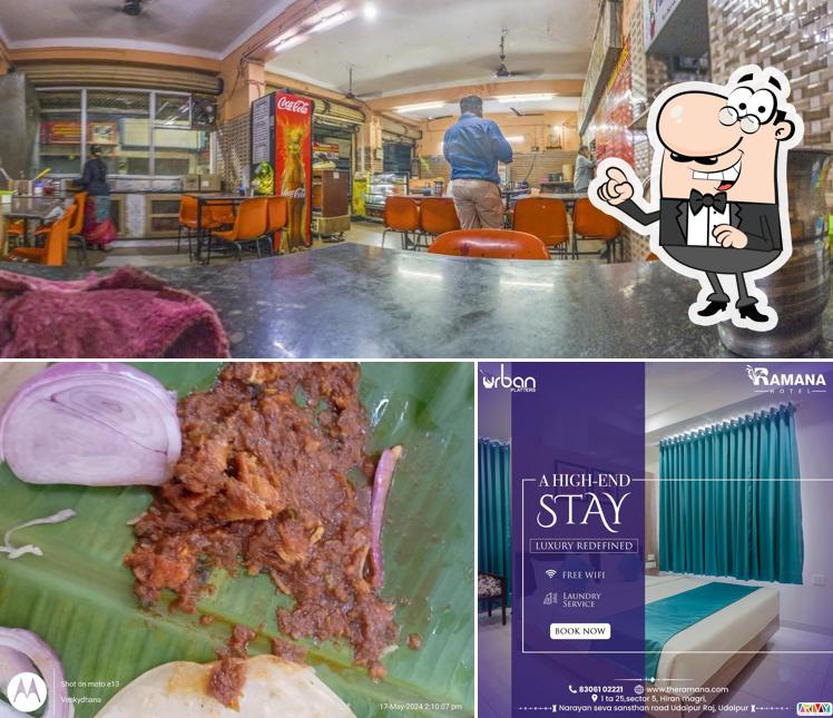 Take a look at the photo displaying interior and food at Ramana Hotel