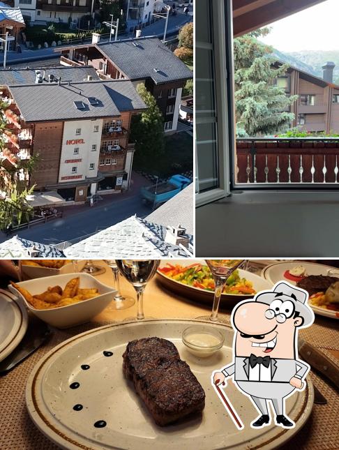 La esterno e cibo del ristorante