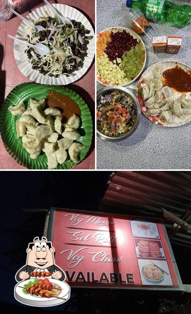 Food at Veg Momo,Veg Chowmein and Sel Roti(ALL VEG)