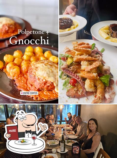 Dê uma olhada a imagem ilustrando comida e bebida a Entre Cortes Floripa