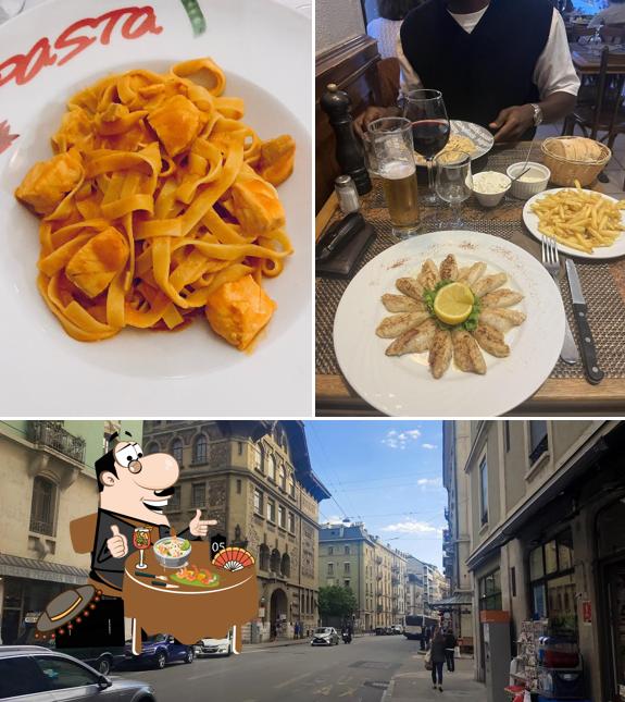 La cibo e esterno del ristorante