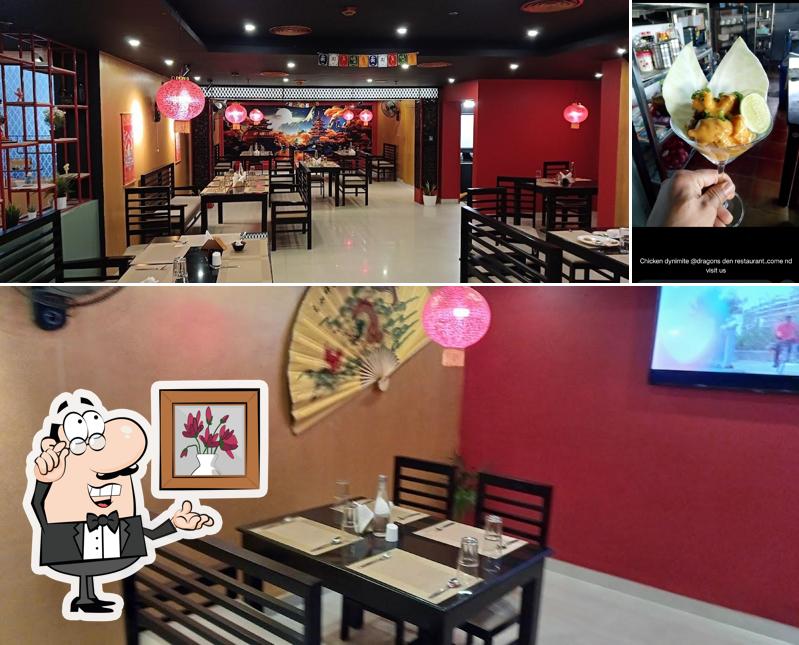 The restaurant's interior and food