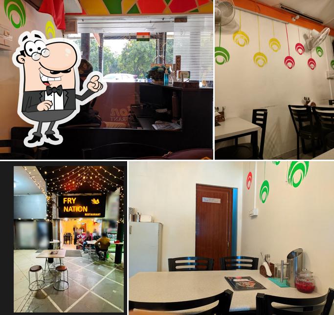 Take a seat at one of the tables at Fry Nation Restaurant