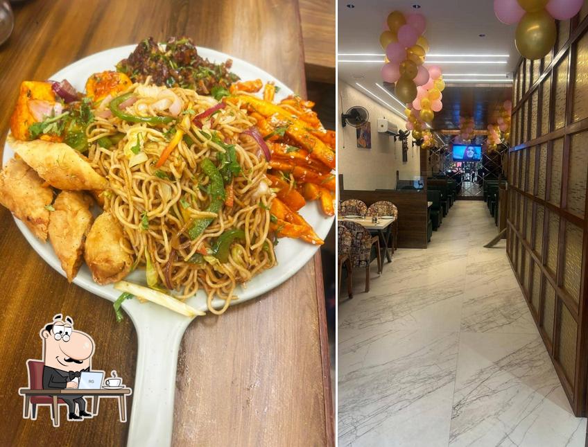 Take a seat at one of the tables at Mr Veg