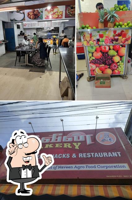 Take a seat at one of the tables at Naveen bakery