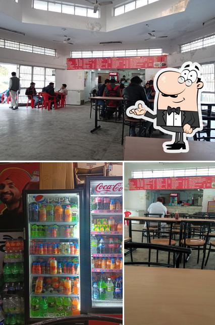 The restaurant's interior and food