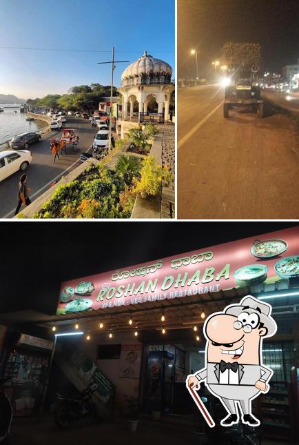 The exterior of Roshan Dhaba