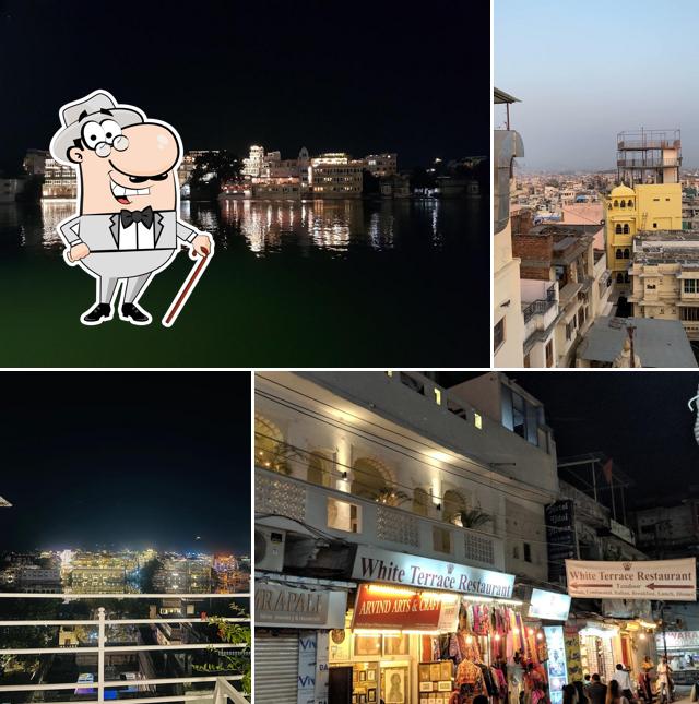 The exterior of White Terrace Restaurant Lake View Restaurant in Udaipur