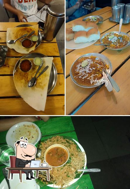 The restaurant's interior and food