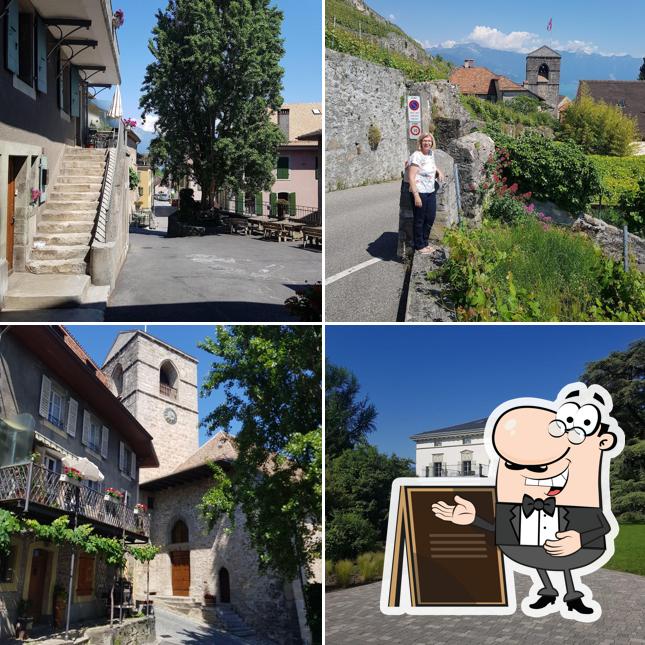 Puoi goderti l'aria fresca da seduto all'esterno di Le Léman Hôtel
