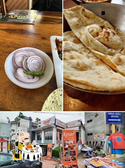 Check out the picture displaying food and exterior at Kesar home stay and pure veg.restaurant