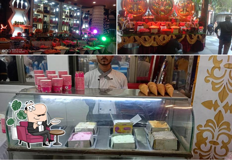 The restaurant's interior and food