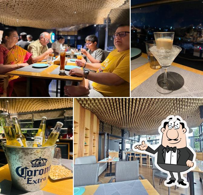 Take a seat at one of the tables at Skyzone Eatery & Bar
