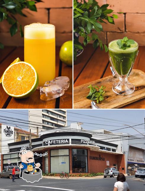 A comida e exterior do restaurante