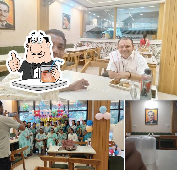 This is the photo showing drink and food at Shruti bhog