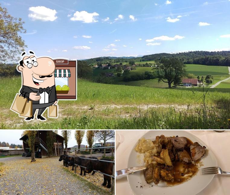 La esterno e cibo del ristorante