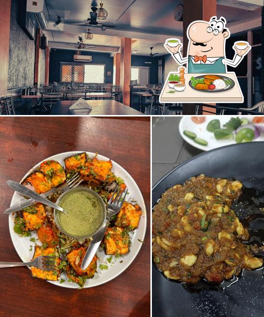 Check out the picture depicting food and interior at Kesar Dining Hall