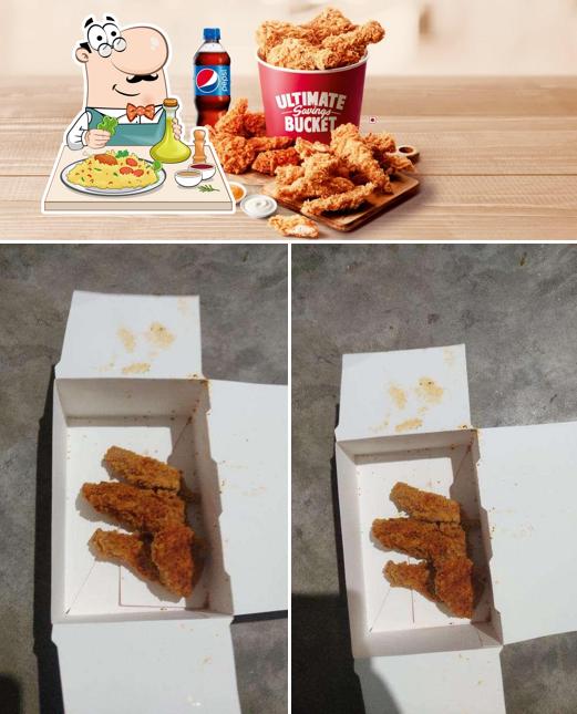 Check out the picture showing food and beverage at KFC