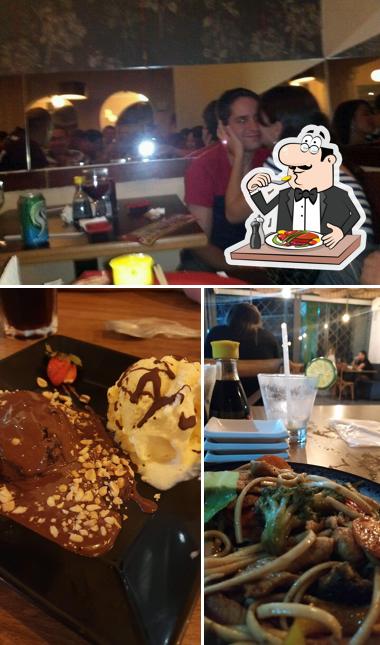 Entre diversos coisas, comida e balcão de bar podem ser encontrados no Yoi Sushi