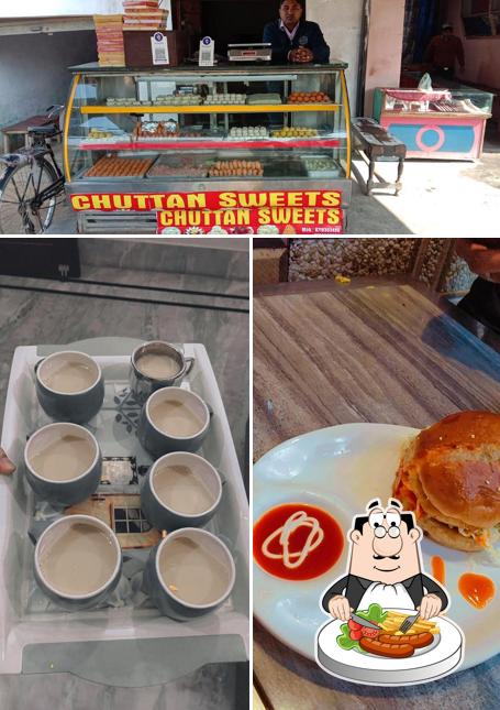 This is the picture depicting food and interior at Chandra Ji Sweets
