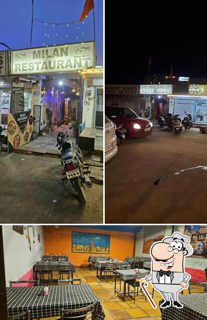 Take a look at the picture showing exterior and interior at Milan restaurant