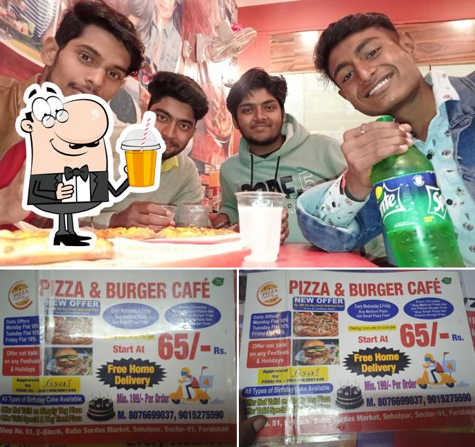 Enjoy a beverage at Pizza & Burger cafe