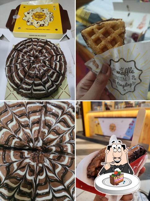 Chocolate cake at The Belgian Waffle Co