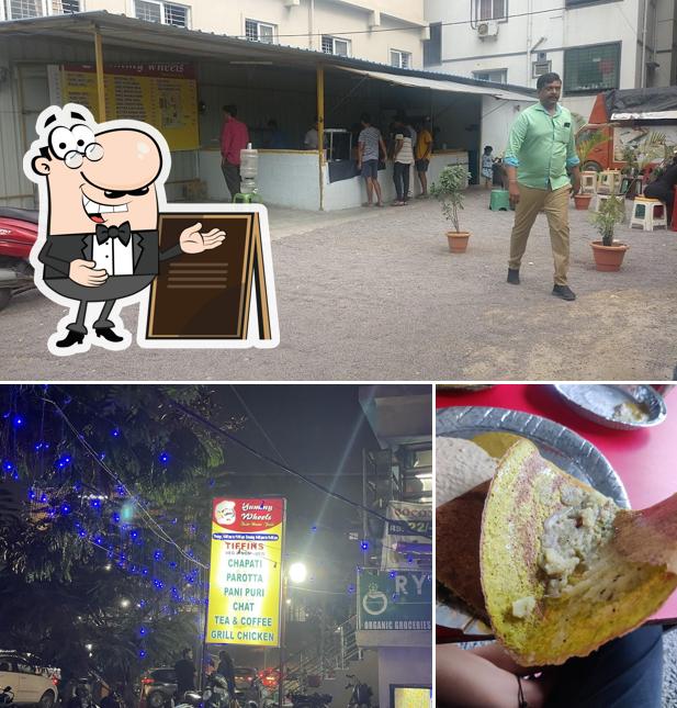 The restaurant's exterior and food