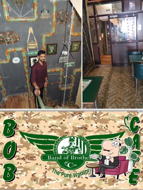 Take a seat at one of the tables at Band of Brothers Cafe