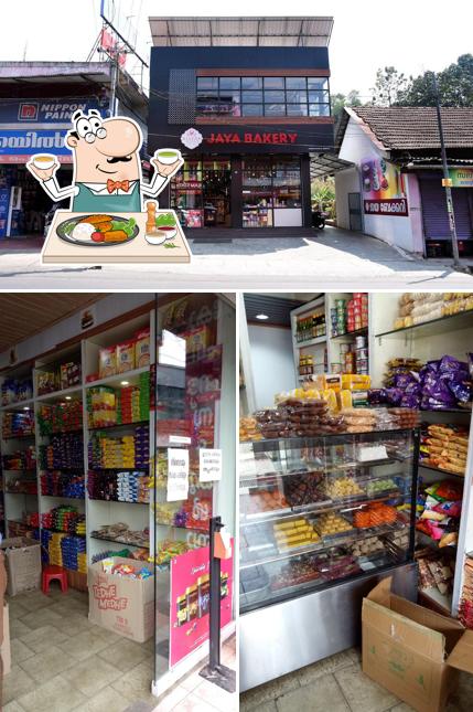 Take a look at the image depicting food and exterior at Jaya Bakery