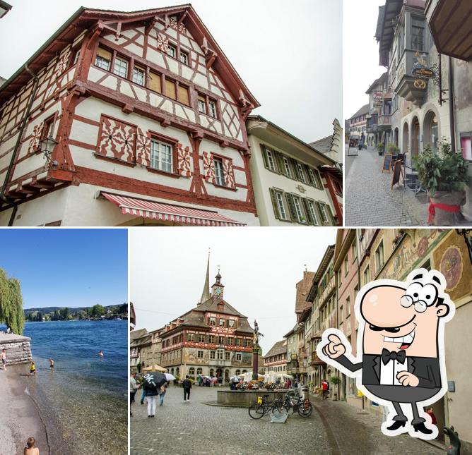 Puoi goderti l'aria fresca da seduto all'esterno di Bäckerei, Konditorei, Café 'Zum Steinenen Trauben' Walz