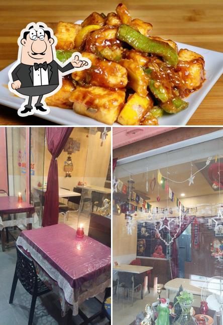 The picture of interior and food at MOMOS FOOD POINT