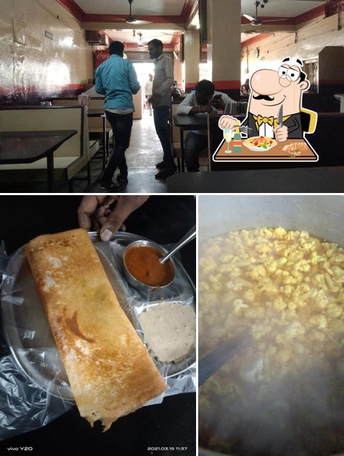 The image of food and interior at Karthikeya Hotel