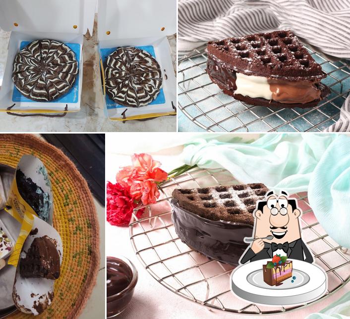 Chocolate cake at The Belgian Waffle Co