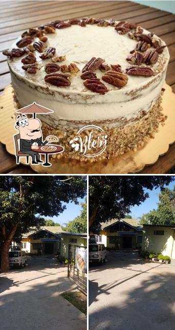 This is the picture depicting exterior and food at Bless Bakery