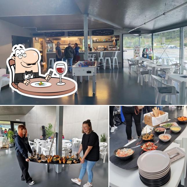 Questa è la immagine che raffigura la cibo e interni di Kite Bar Reschensee - BISTRO, DRINKS, MUSIC
