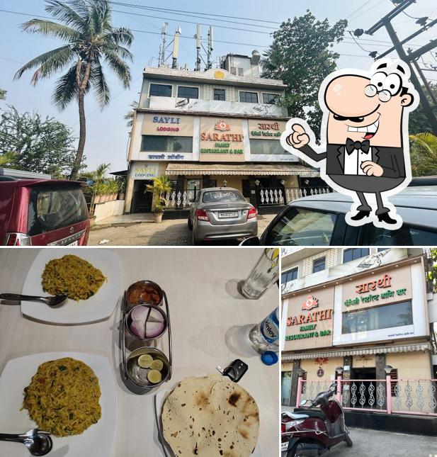 Take a look at the photo depicting exterior and food at SARATHI RESTAURANT &BAR